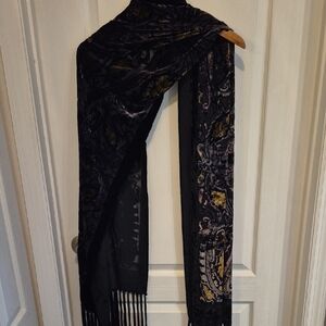 Elegant Black and Purple Burnout Velvet Scarf or pashmina Size Is 20x80 Inches